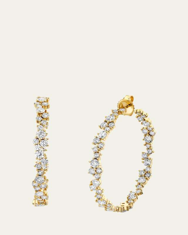 Diamond Cocktail Hoop Earrings, XL